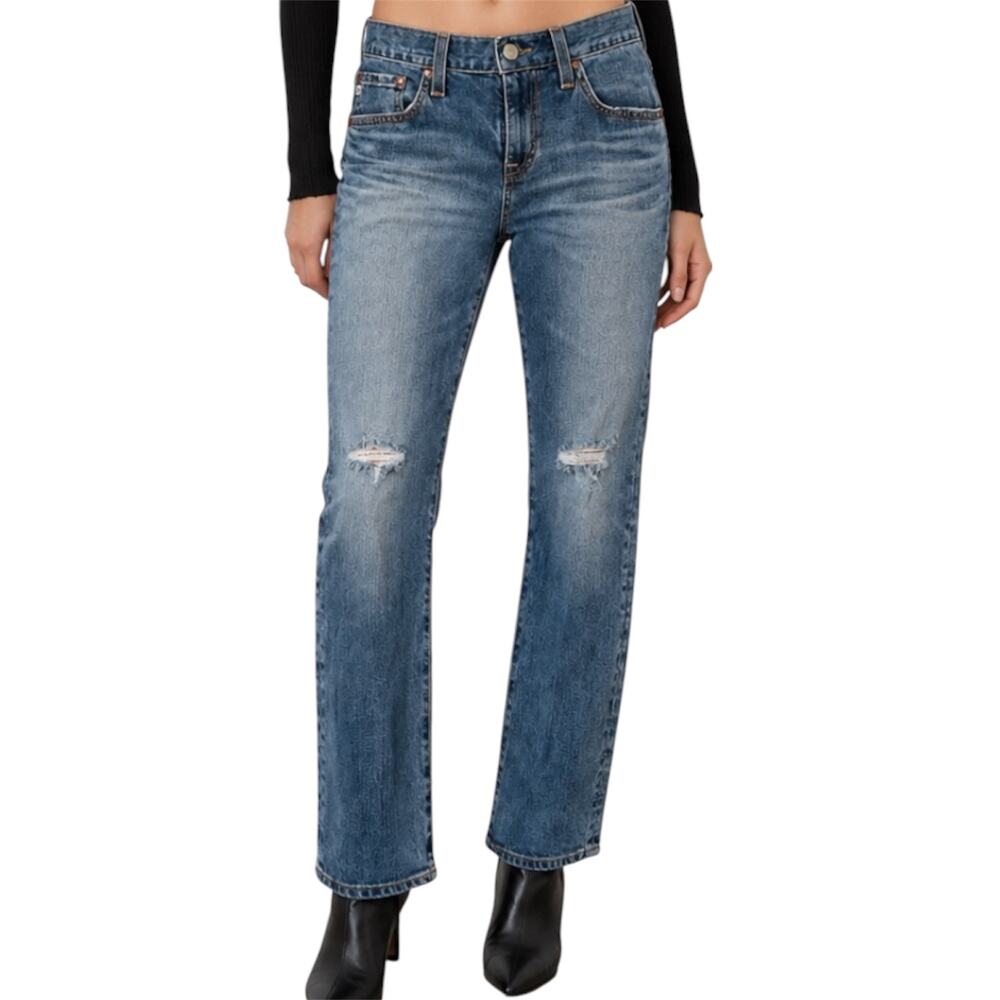 Adriano Goldschmied Ex Boyfriend Slouchy Slim Jeans Ripped Medium Wash 26x28